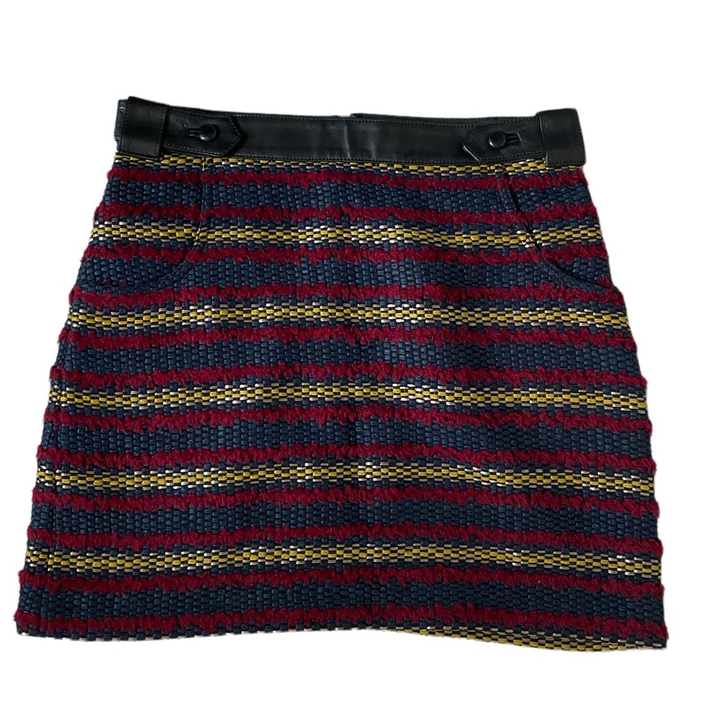 Rebecca Minkoff Wool Tweed Navy and Burgundy Mini Skirt Size 6